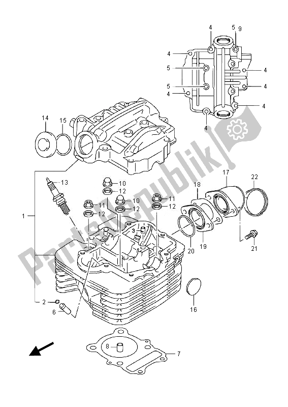 All parts for the Cylinder Head of the Suzuki LT F 250 Ozark 2014