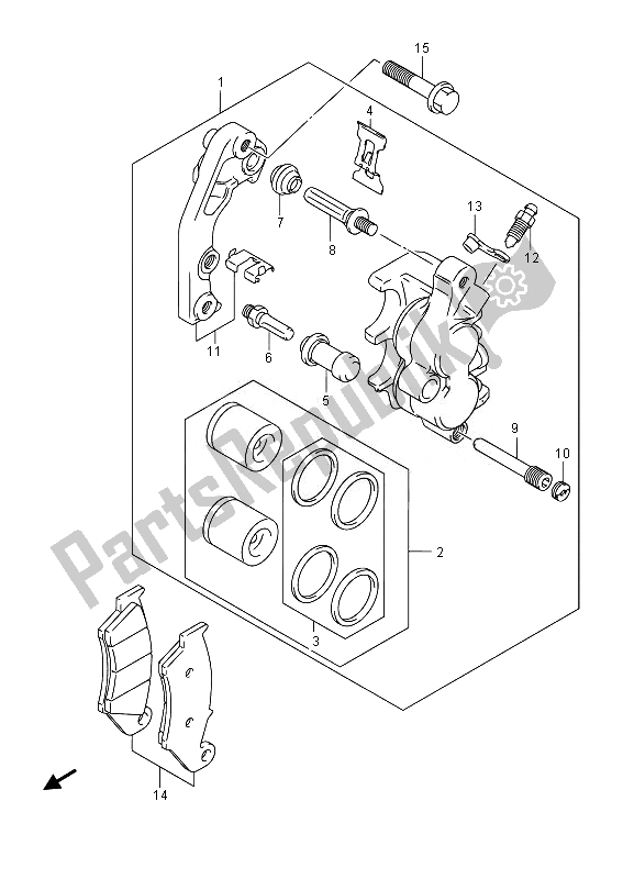 Todas as partes de Compasso De Calibre Frontal do Suzuki RM Z 250 2014