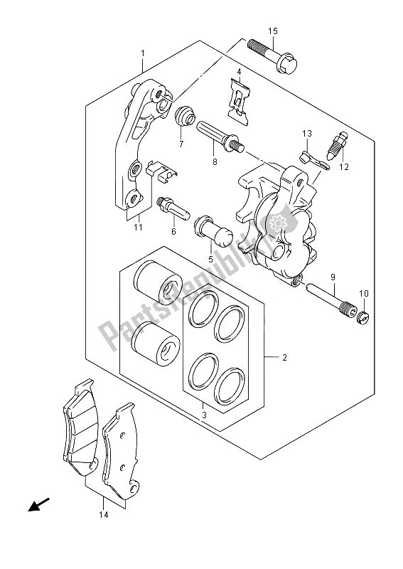 All parts for the Front Caliper of the Suzuki RM Z 250 2014