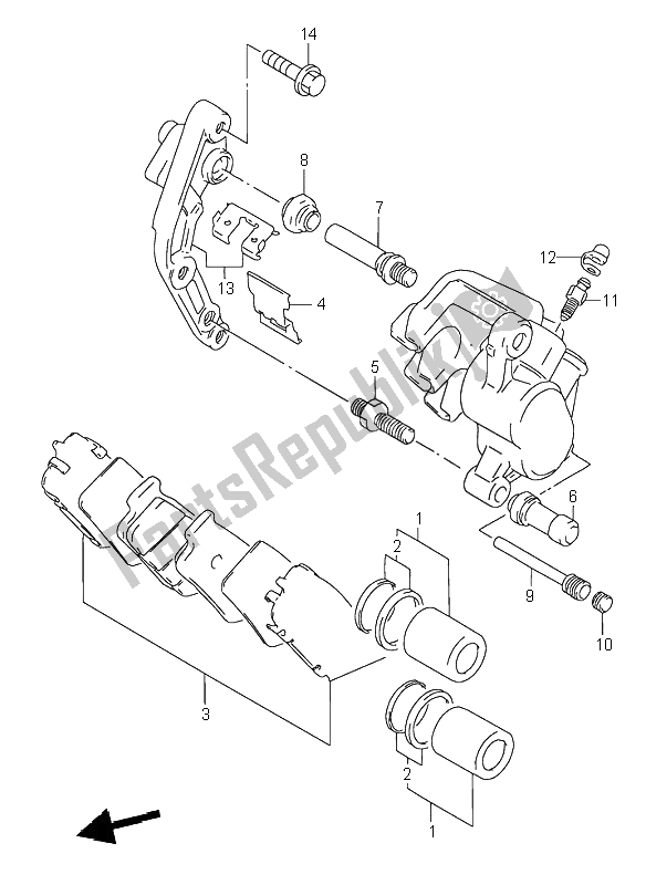 All parts for the Front Calipers of the Suzuki RF 600R 1996