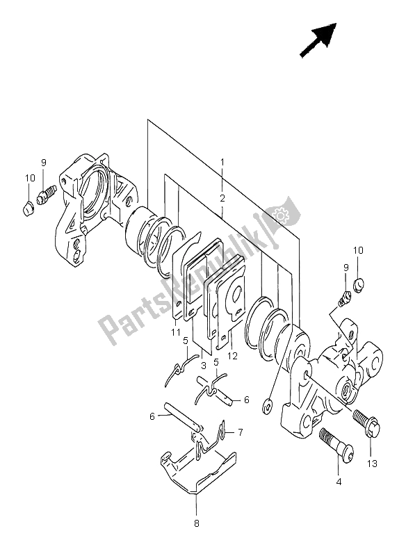 Toutes les pièces pour le étrier Arrière du Suzuki GSF 600 NS Bandit 1998