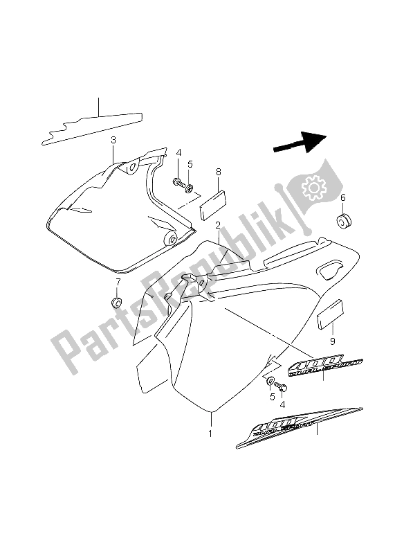 All parts for the Frame Cover of the Suzuki DR Z 400S 2005