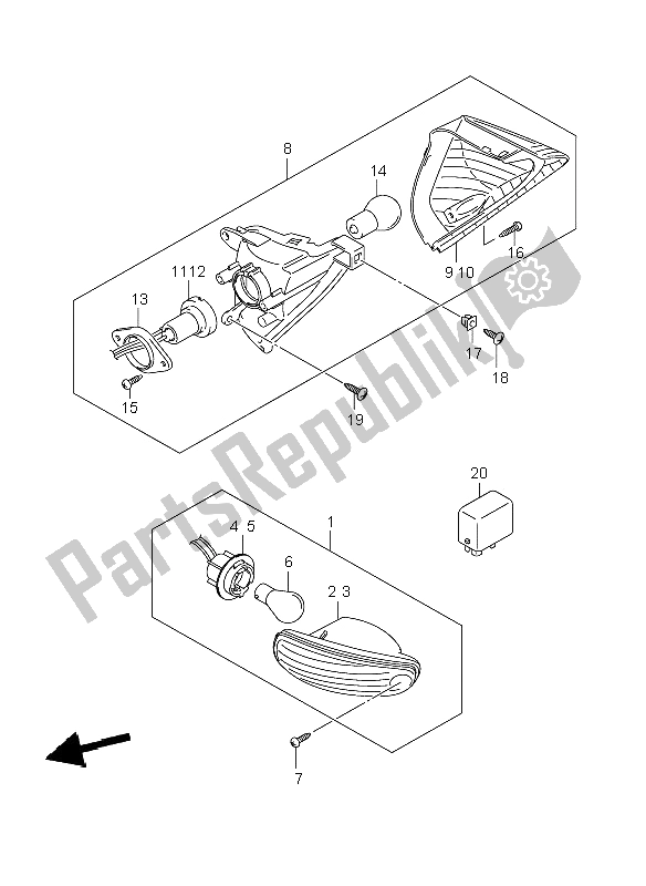 Toutes les pièces pour le Feu Clignotant du Suzuki GSX R 600 2006