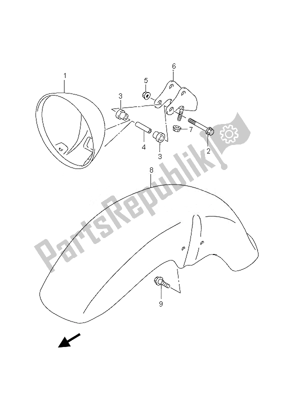 All parts for the Headlamp Housing of the Suzuki GZ 125 Marauder 2007