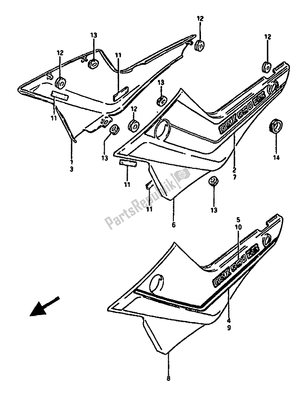 Tutte le parti per il Copertura Del Telaio (gsx550es) del Suzuki GSX 550 1985