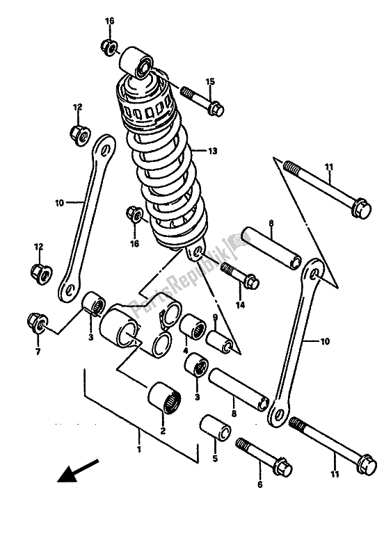 All parts for the Cushion Lever of the Suzuki RGV 250 1989