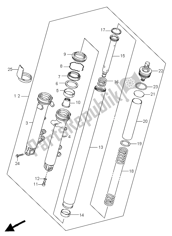 All parts for the Front Fork Damper (gsf650s-su-sa-sua) of the Suzuki GSF 650 Nsnasa Bandit 2006