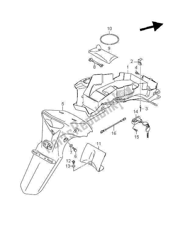 All parts for the Rear Fender of the Suzuki DL 1000 V Strom 2009