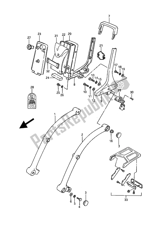 All parts for the Pillion Rider Handle of the Suzuki VS 1400 Glpf Intruder 1994