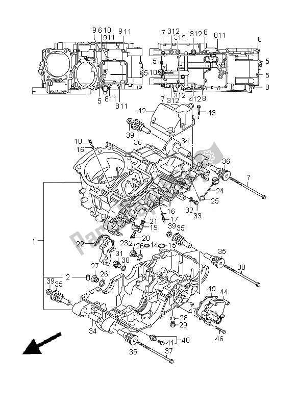 All parts for the Crankcase of the Suzuki C 1800R VLR 1800 Intruder 2010