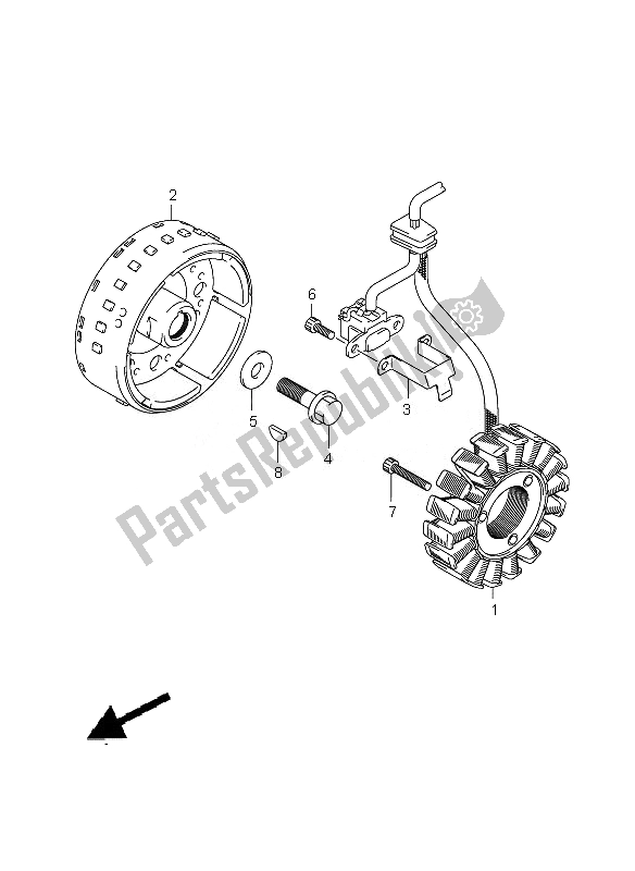 All parts for the Magneto of the Suzuki SFV 650A Gladius 2010