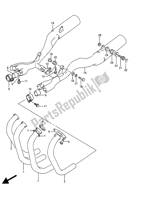 Alle onderdelen voor de Geluiddemper van de Suzuki GSX 1100G 1992