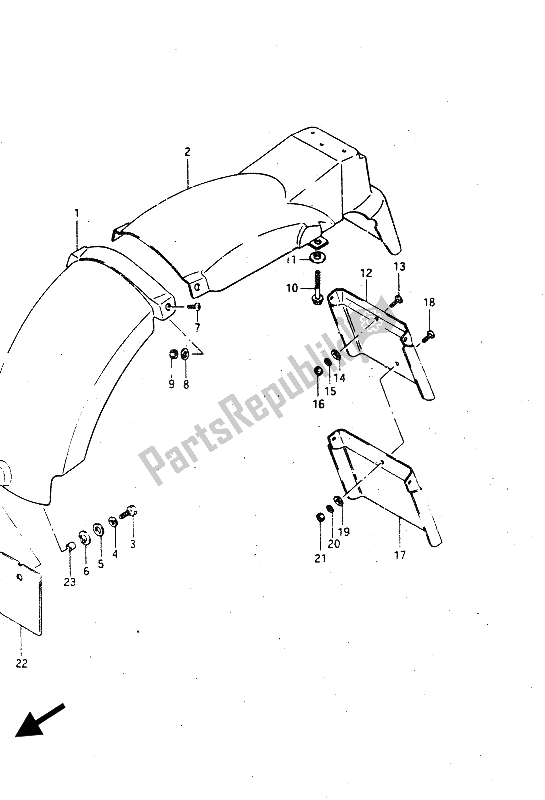 Toutes les pièces pour le Garde-boue Arrière du Suzuki GSX R 750R 1986