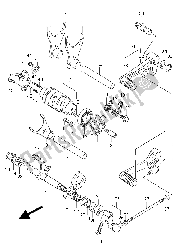 All parts for the Gear Shifting (sv1000s-s1-s2) of the Suzuki SV 1000 NS 2004