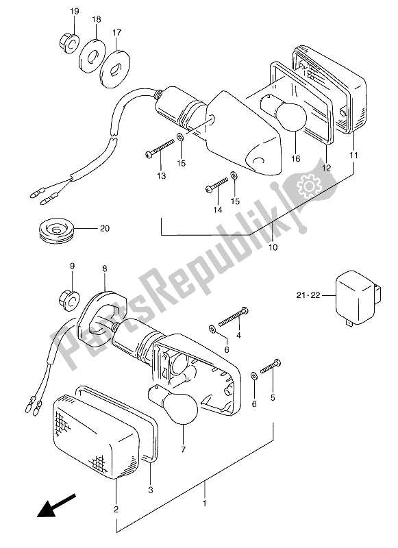 Tutte le parti per il Indicatore Di Direzione (e2-e4-e21-e22-e24-e34) del Suzuki RGV 250 1991