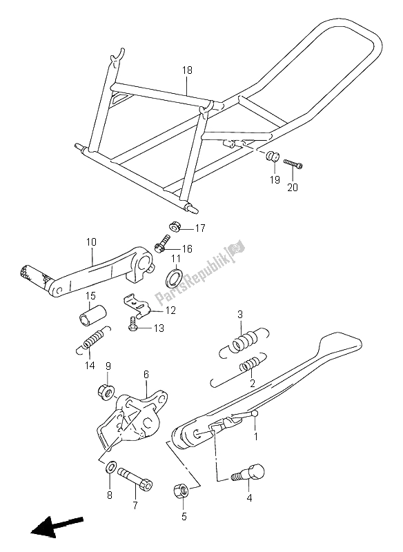 All parts for the Stand of the Suzuki GSX R 1100W 1997