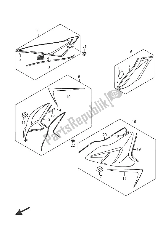 All parts for the Fuel Tank Cover (arb) of the Suzuki GSX R 600 2016