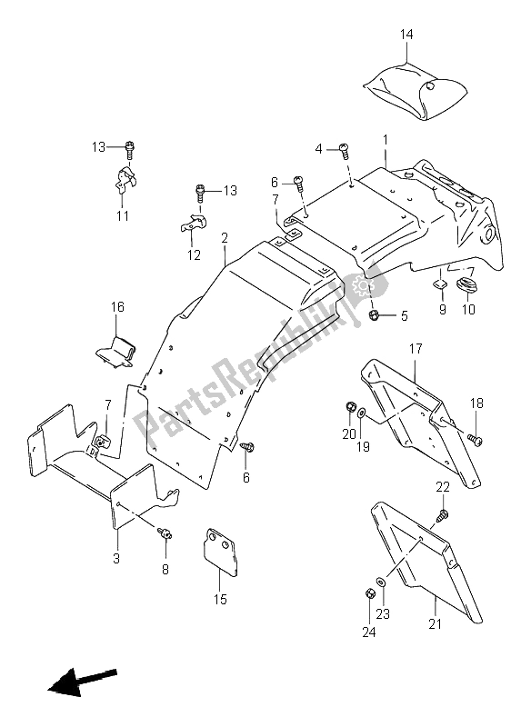 Todas las partes para Guardabarros Trasero de Suzuki GSX R 1100W 1997