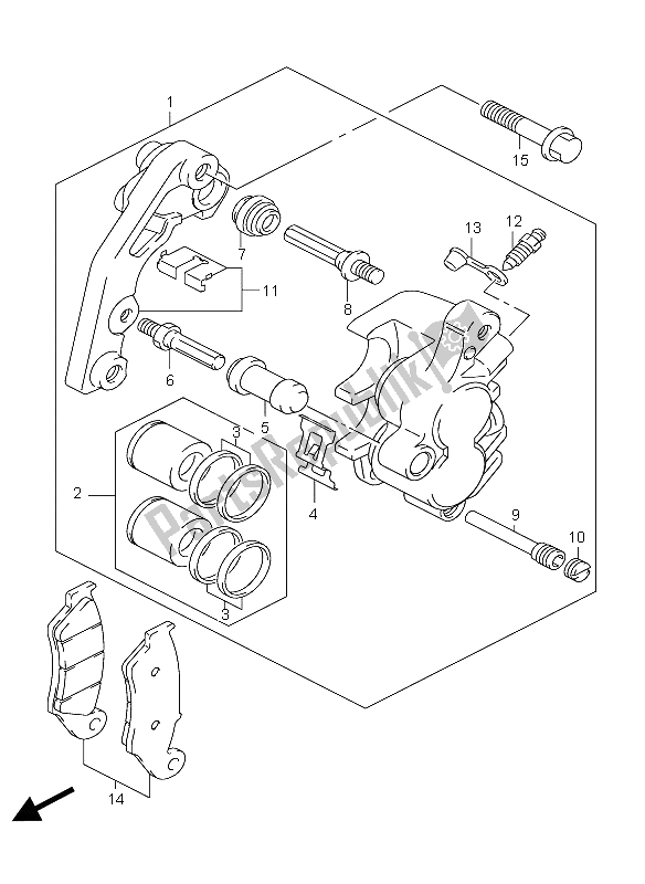 All parts for the Front Caliper of the Suzuki DR Z 400S 2008