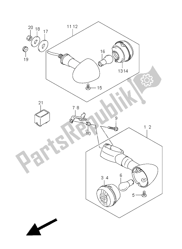 Tutte le parti per il Indicatori Di Direzione Anteriori E Posteriori del Suzuki VZ 800 Marauder 2006