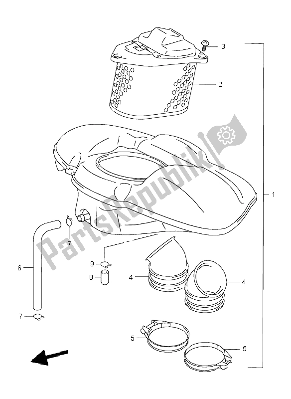 All parts for the Air Cleaner of the Suzuki VL 1500 Intruder LC 2003