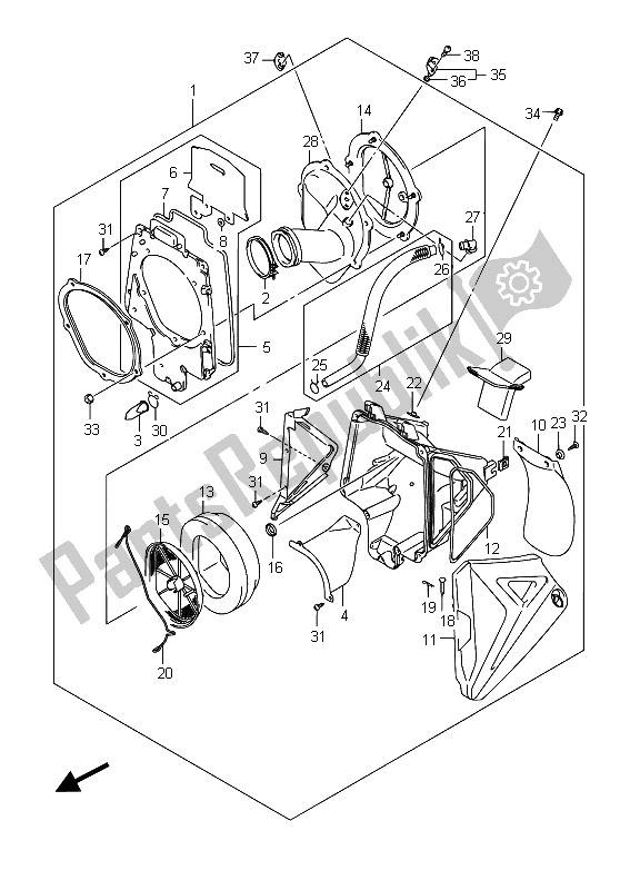 All parts for the Air Cleaner of the Suzuki RMX 450Z 2015