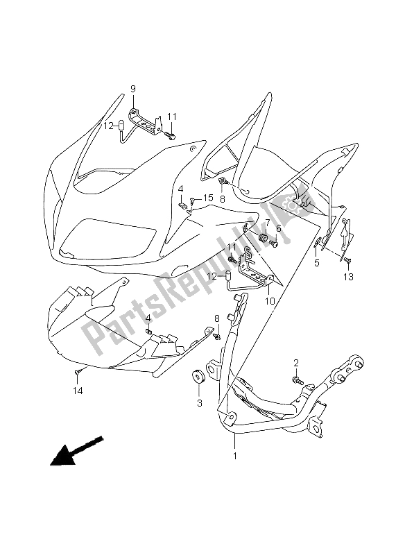 All parts for the Cowling Installation Parts (with Cowling) of the Suzuki SV 650 Nsnasa 2009