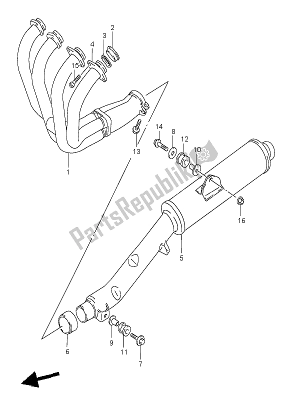 All parts for the Muffler of the Suzuki GSF 600 NS Bandit 1998