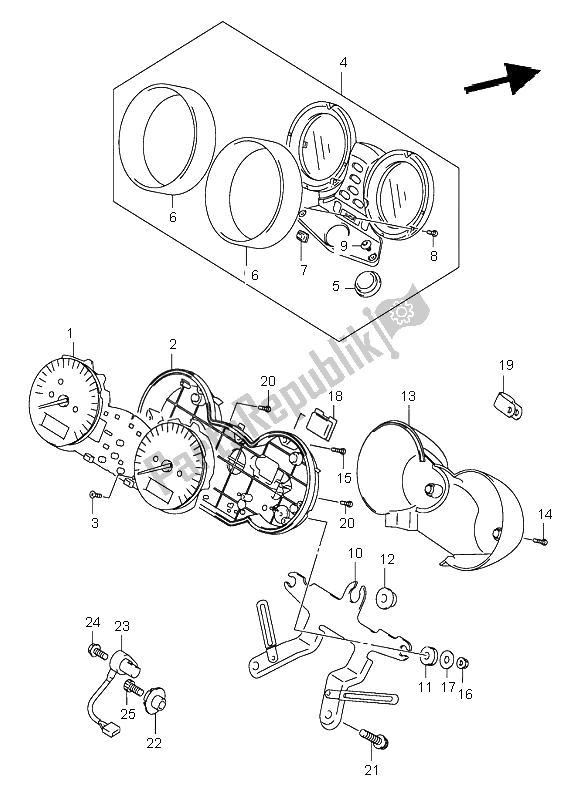 All parts for the Speedometer (gsf1200-z) of the Suzuki GSF 1200 NSZ Bandit 2004