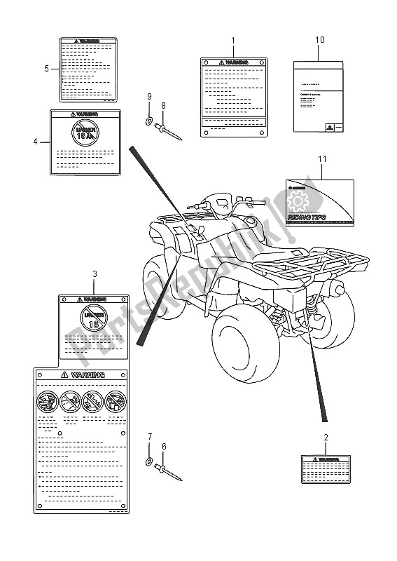 All parts for the Label of the Suzuki LT A 750 XPZ Kingquad AXI 4X4 2016