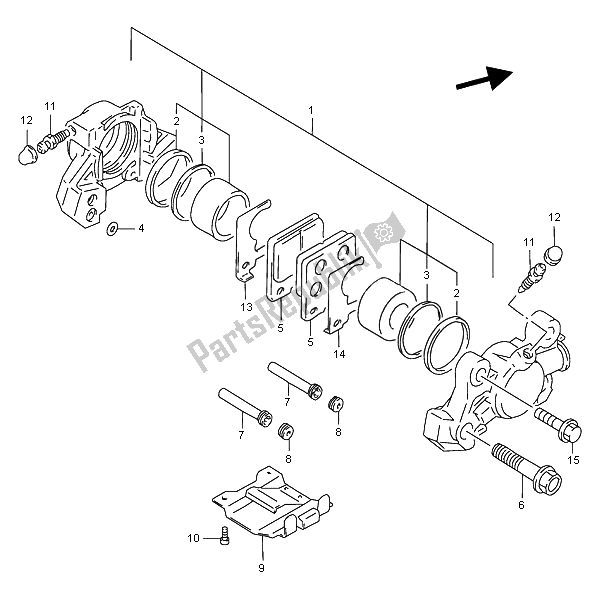 All parts for the Rear Caliper of the Suzuki RF 900R 1995