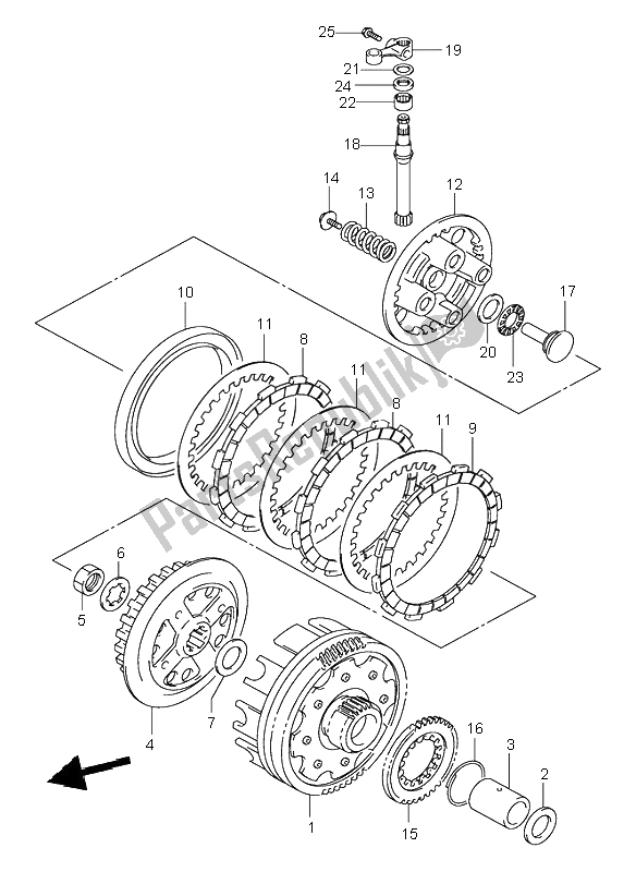 Tutte le parti per il Frizione del Suzuki VL 125 Intruder 2002