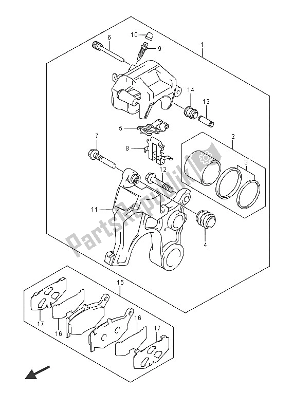 Wszystkie części do Zacisk Tylny Suzuki GSX 1300 RA Hayabusa 2016
