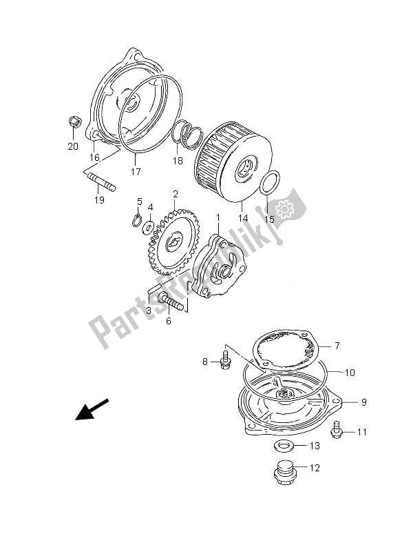 All parts for the Oil Pump of the Suzuki GZ 250 Marauder 2007