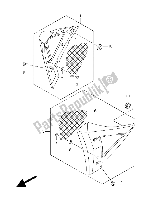 All parts for the Frame Body Cover of the Suzuki GSX 1300 BKA B King 2009