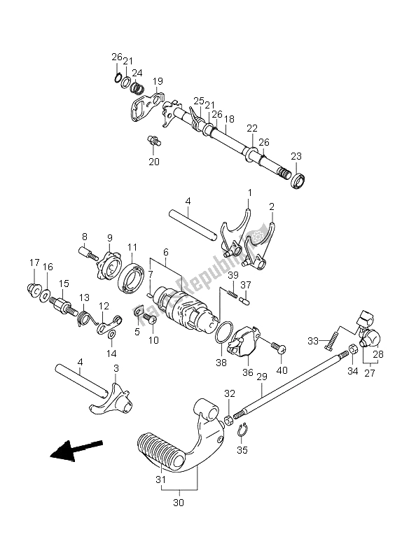 All parts for the Gear Shifting of the Suzuki VL 250 Intruder 2001