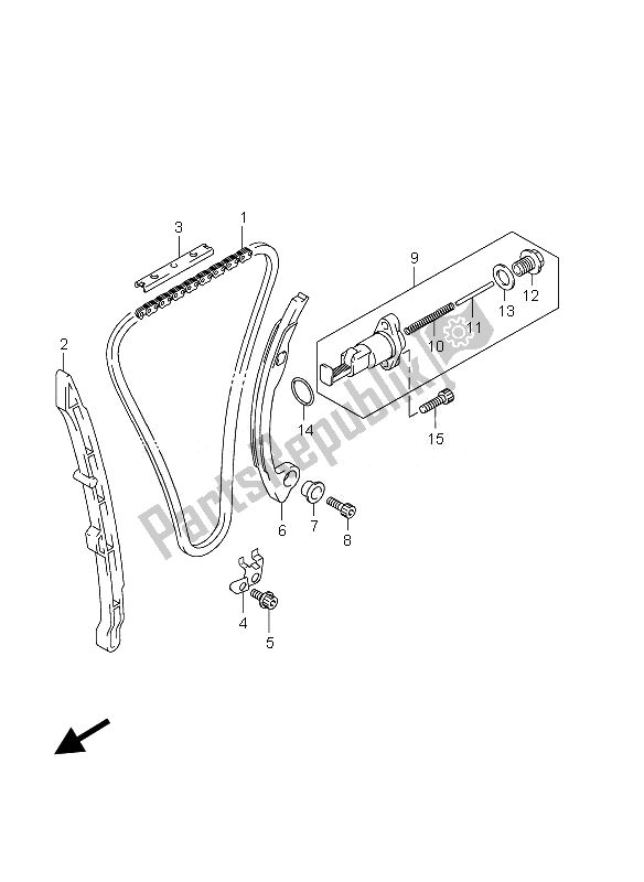 All parts for the Cam Chain of the Suzuki RM Z 250 2010