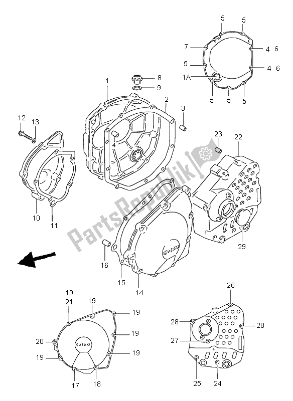 Tutte le parti per il Coperchio Del Carter del Suzuki GSX 750 2001