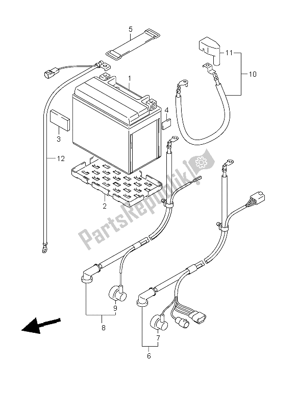 All parts for the Battery of the Suzuki DL 1000 V Strom 2008