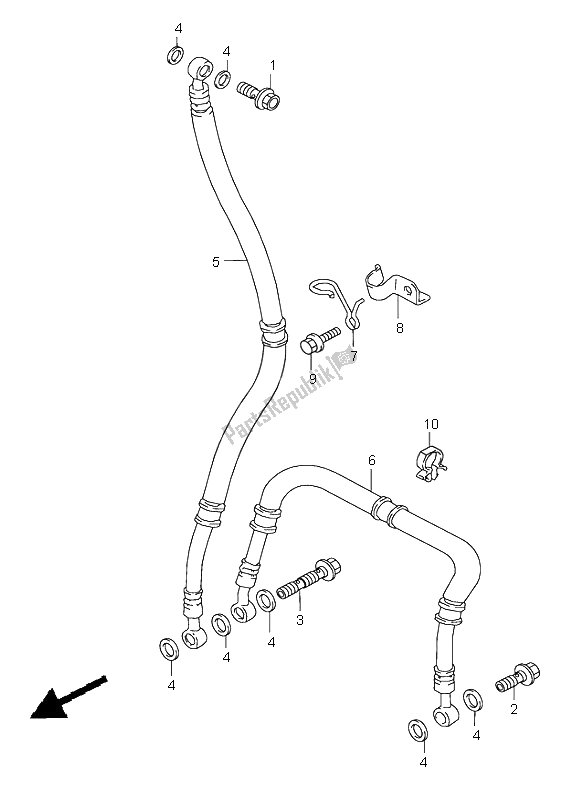 Alle onderdelen voor de Voorremslang van de Suzuki GSX R 600 1998