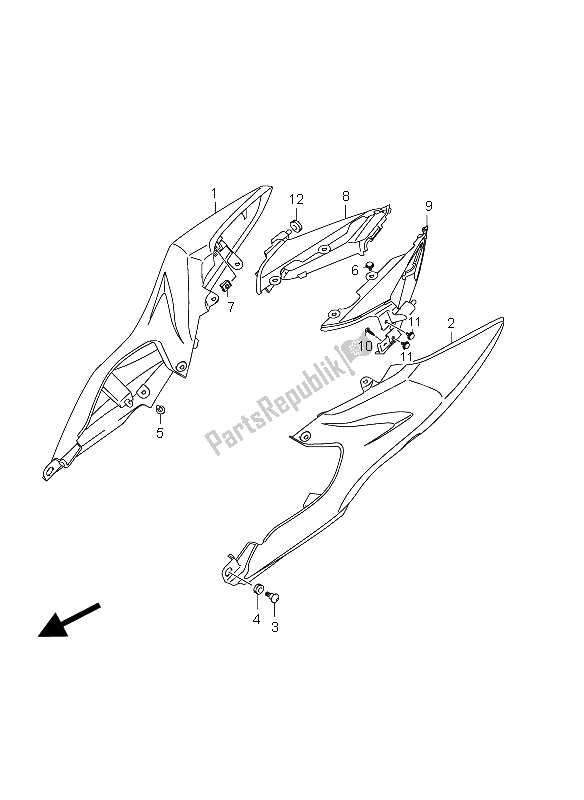 All parts for the Frame Cover of the Suzuki GSX R 1000 2012