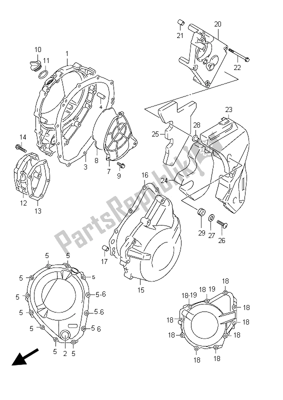 Tutte le parti per il Coperchio Del Carter del Suzuki GSX 650 FA 2012