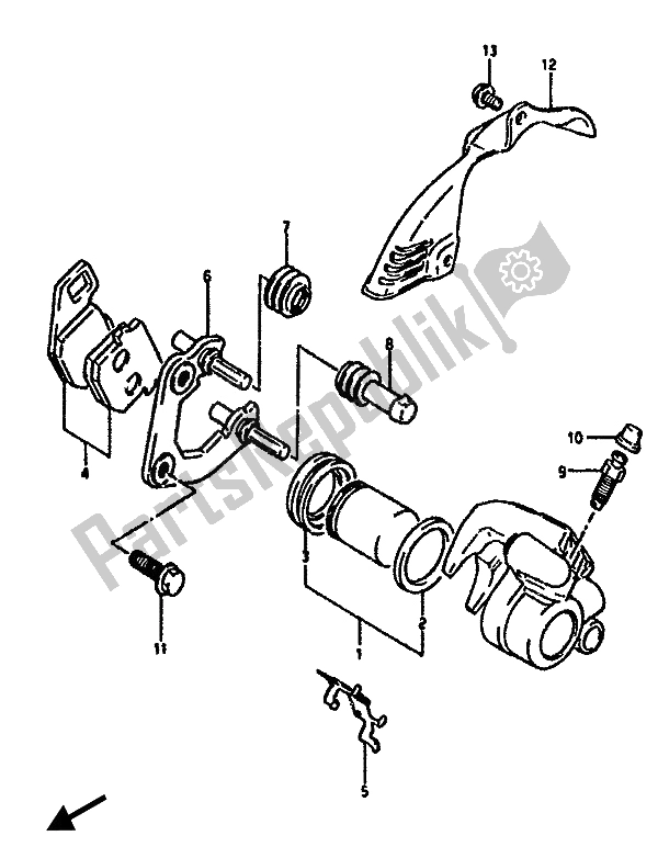 Toutes les pièces pour le étrier Avant (p4) du Suzuki AH 50 1992