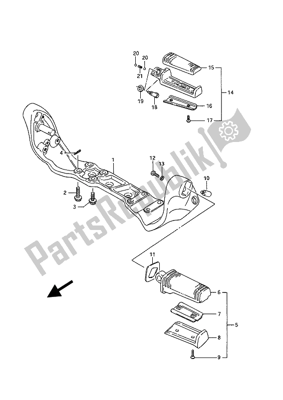 Todas las partes para Reposapiés de Suzuki VS 1400 Glpf Intruder 1991