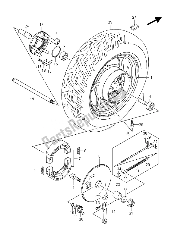 Todas as partes de Roda Traseira do Suzuki VZ 800 Intruder 2014