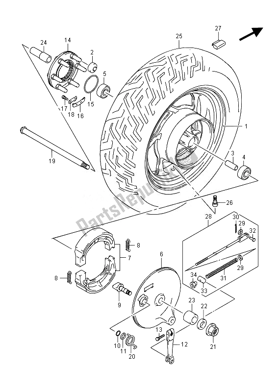 All parts for the Rear Wheel of the Suzuki VZ 800 Intruder 2014