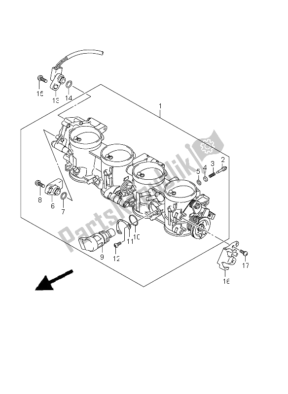 All parts for the Throttle Body (gsx1300r E14) of the Suzuki GSX 1300R Hayabusa 2011