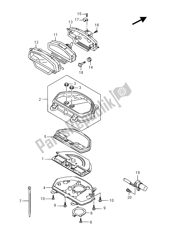 Tutte le parti per il Tachimetro (vzr1800 E02) del Suzuki VZR 1800 BZ M Intruder 2015