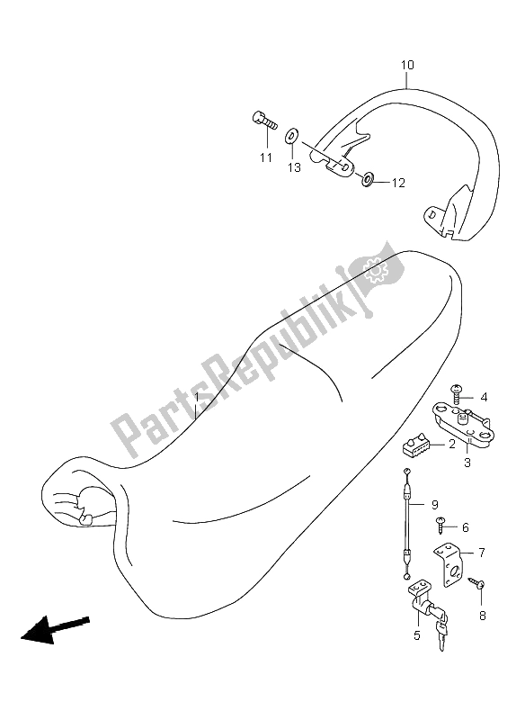 All parts for the Seat of the Suzuki GSX 600F 2002