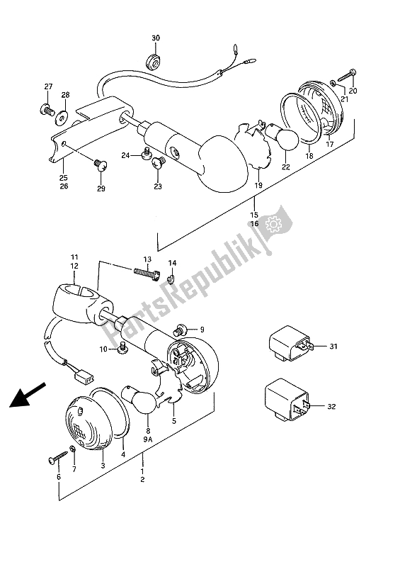 All parts for the Turn Signal Lamp of the Suzuki VS 1400 GLP Intruder 1989